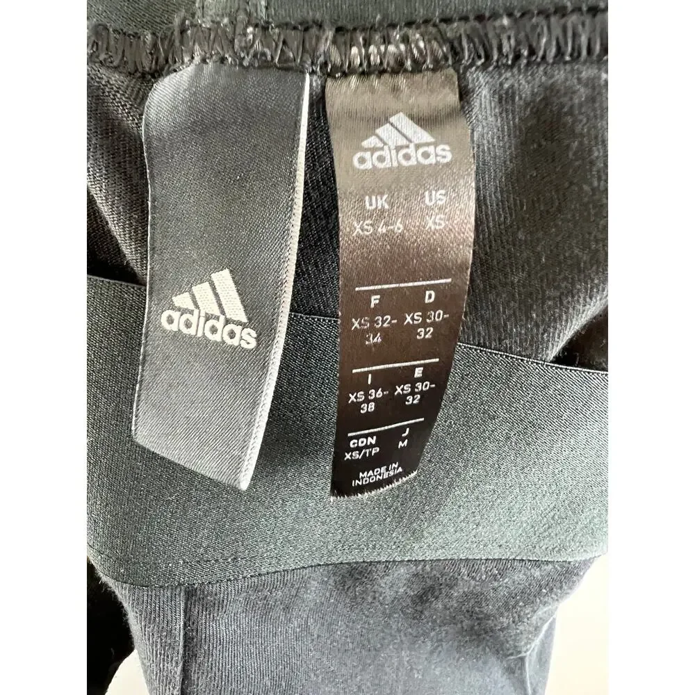 Adidas Black Training Brand With Three Stripes Spell Out Slogan Leggings Size XS
